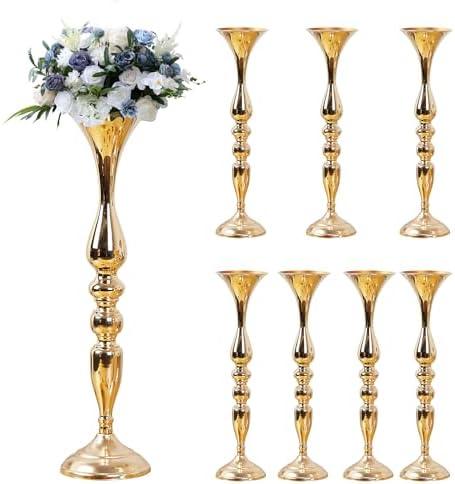 10 Pcs Wedding Flower Stand Metal Flower Centerpieces Stand for Table Hyuetrsa 20 Inch Tall Wedding Flower Vase Centerpieces for Reception Flower Arrangement Candle Holder Party Dinner Home Décor