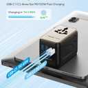 MOMAX 6-in-1 Universal Travel Adapter, GaN 100W International Power Adapter, 2 AC, 2 USB-C PD Fast Charging & 2 USB-A QC, All-in-one International Plug Adapter for Travel European UK AUS JP