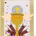 First Communion Banner Kit for Boys Girls 9 x 14 Inch First Holy Communion Banner kits Sunday School DIY Arts and Crafts kit for kids first communion gifts for Boys or Girls (Gold)