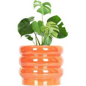 10 inch Ceramic Plant Pots for Indoor Plants, Rainbow Pearl Glaze Planter with Planters for Plants with Drainage Hole, Orchid Pots, Succulent Pot,Large Flower Pot (Orange) (Peach)