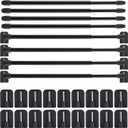 Jetec 8 Pieces Adjustable Plastic Net Curtain Rod 15.7-27.5 Inch Self Adhesive Shower Curtain Rods for Window Cupboard Bars Tension Drill Less Accessories for Home Bathroom Hotel (Black)