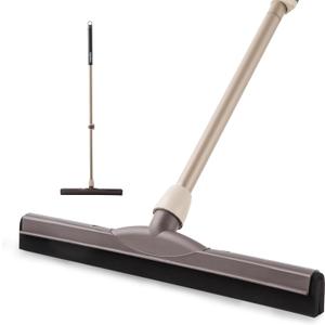 Eyliden Floor Squeegee for Water Removal, 17" EVA Dual-Layer Blade Dries Floors in One Pass, Long Handle, Scratch-Free Water Sweeper for Kitchen, Bathroom, Tile & Hardwood Floors (Brown)
