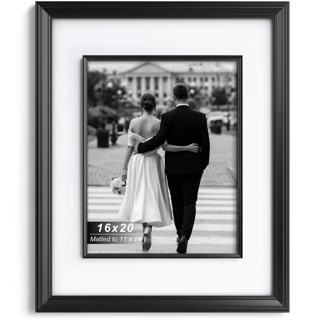 Yaetm 16x20 Black Picture Frame with Decorative Inner Frame, Single