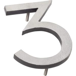 Montague Metal Products MHN-10-F-BK2-3 Solid Brushed Aluminum Modern Floating Address House Numbers, 4", Satin Nickel Powder Coated Black Two-Tone
