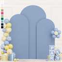 ROMANKAS Dusty Blue Wedding Arch Cover 6FT 6.6FT 7.2FT Spandex Arch Covers Stretchy Backdrop Set of 3 Double Sided Arch Stand Cover Round Top Arch Frame Covers for Wedding Party Ceremony Decoration