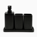 ZCCZ Matte Black Bathroom Accessory Sets, 4 Pieces Bathroom Accessories Complete Set Vanity Countertop Accessory Set, Includes Lotion Dispenser Soap Pump, Tumbler, Toothbrush Holder and Tray