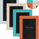 VIOLABBEY 4x6 Picture Frames Set of 4, Colorful Photo Frame of Modern Style, High Definition Tempered Real Glass, Wall Mounted or Tabletop Display (Blue+Light Blue+Orange+Apricot)