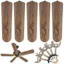 Yaocom 10 Pack 20.47" Ceiling Fan Replacement Blades and Blade Arms Kit for 52 inch Ceiling Fan, 5 Blades and 5 Blade Arms with Mounting Hardware for Bedroom Living Room(Pointed Toe,Weathered Oak)