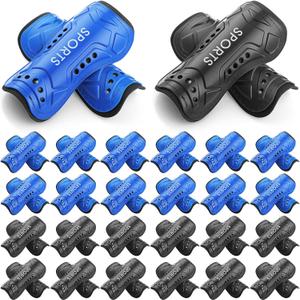 Junkin 24 Pairs Youth Soccer Shin Guards Lightweight Breathable Child Calf Protective Gear Soccer Equipment Kids Shin Guards for Boys and Girls Children Teenagers(Medium)