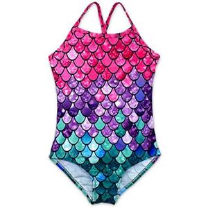 HONISEN Girls One Pieces Swimsuit Cute Swimwear Bathing Suits, 130-140