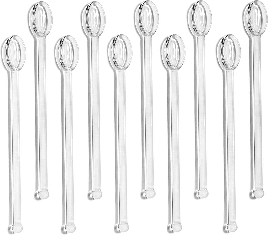 10Pcs Clear Glass Spoons,Heat Resistant Glass Teaspoons,5.8inch Mini Coffee Stirring Spoon,for Cold Drink Yogurt Cocktail Desserts Ice Cream Appetizers