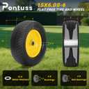 2 Pack 15x6.00-6 Flat Free Lawn Mower Tire and Wheel, 15" Solid Front Tires with 3" Centered Hub, 3/4" & 5/8" Bearings and 1" Bushings, Compatible with John Deere Husqvarna Riding Mowers Lawn Tractors