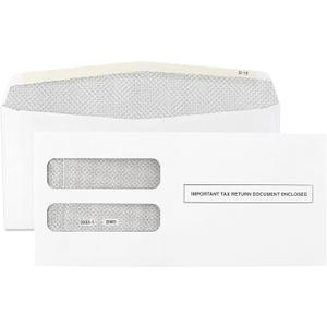 W2 Tax Envelopes for 3-Up Horizontal, Double Window Gum-Seal Security Envelope, W-2 with the Side Stub Removed Tax Forms Pack of 25 Envelopes