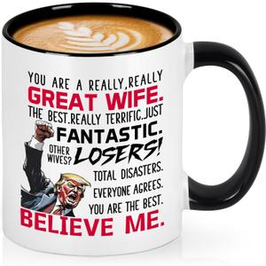 Cabtnca Wife Valentines Gifts, Mothers Day Gifts for Wife, Best Wife Presents, Wife Birthday Christmas Ideas from Husband, Funny Trump Valentines Mugs for Her, 11 Oz