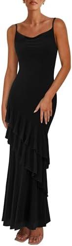 PRETTYGARDEN Maxi Dresses for Women 2026 Summer Tiered Floral Beach Sundress Spaghetti Strap Spring Wedding Guest Long Dress S