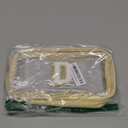 Personalized Initial Letter Clear Makeup Bag,Preppy Small Nylon&PVC Cosmetic Zipper Bag with Chenille Letter,Portable Beach Travel Skincare Toiletry Bag,Trendy Monogram Gift for Teen Girls Women,D