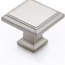 Ravinte 25 Pack 1-3/16 Inch Brushed Nickel Kitchen Square Cabinet Knobs Solid Drawer Pulls Satin Nickel Single Hole Kitchen Cabinet Hardware Knobs for Cabinets and Drawers