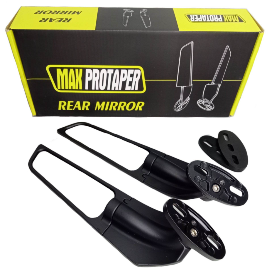 Max Protaper  Motorcycle Rear View Stealth Mirrors 360 Rotating Wind Wing Compatible with Kawasaki Ninja 300 400 650 ZX6R, Honda CBR600RR CBR250RR, Yamaha R15 R25 YZF600R, Suzuki, Ducati Sport Bikes