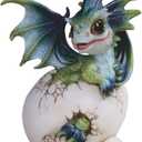 ICE ARMOR 5" H Green and Blue Dragon Baby in Egg Statue Fantasy Decoration Figurine