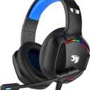 Gaming Headset with Microphone for Pc, Xbox One Series X/s, Ps4, Ps5, Switch, Stereo Wired Noise Cancelling Over-Ear Headphones with Mic, RGB, for Computer, Laptop, Mac, Nintendo (Blue)