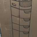 4-Tiers Slim Bathroom Storage Cabinet, Waterproof Narrow Floor Cabinet with Tissue Box and Wheels, Skinny Storage Organizer with Drawers for Small Spaces, Bathroom, Kitchen, Bedroom, 6.7