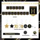 70th Birthday Decorations, Black Gold 70 Year Old Party Decorations for Women Men Backdrop Fringe Curtain Hanging Swirl Balloon Garland Banner Cake Cupcake Topper Sash 124 PCs