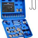 Orion Motor Tech Brake Caliper Tool Set, 34pc Master Brake Caliper Compressor Tool Kit with 11 Adapters & Swivel Brake Pad Spreader Tool, Caliper Piston Compressor Tools with Brake Line Cutter Bender