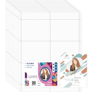 Mr-Label 150 Name Badge Inserts, 230GSM Heavyweight Insert Badge Refill, 3 x 4 inch, Two-Sides Printable Card Stock, Micro-Perforated, White, Compatible with Inkjet/Laser Printer