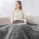 BEDELITE Fleece Throw Blanket for Couch - 300GSM Soft & Warm Fluffy Grey Blanket, Decorative and Giftable Striped Blankets for Women, Men, 50"x60"