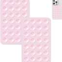 2 Pack Suction Cup Phone Case Mount Double-Sided,Silicon Sticky Phone Stand for iPhone and Android, Hands-Free Strong Grip Holder for Selfies and Videos - Baby Pink