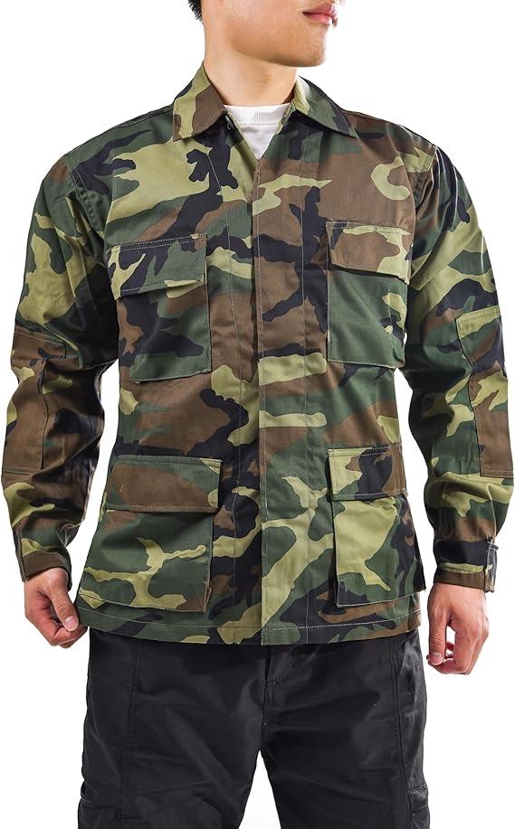 BACKBONE Mens Army Military Battle Dress Uniform BDU Shirt Camo Top Jacket, Size XL