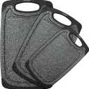 Plastic Cutting Board, 3 Pieces Dishwasher Safe Cutting Boards with Juice Grooves, Easy Grip Handle, Non-Slip, with Grinding Area for Grinding Garlic and GingerDark Grey, XL