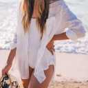 Breezy Lane Beach Cover Up for Women Button Down Shirt Swimsuit Coverup Bathing Suit Cover Ups for Swimwear Vacation, White Small