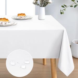 DWCN Rectangle Tablecloth - 54 x 80 Inch - Waterproof Stain and Wrinkle Resistant Washable Table Cloth, Decorative Fabric Table Cover for Kitchen Dining Room Party and Outdoor Use, White