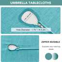 LUSHVIDA Outdoor Tablecloth with Umbrella Hole - Patio Table Cloth Zippered Rectangle 60x102 Inch, Teal Linen-Look Polyester Table Cover Water Resistant for Picnic Outside