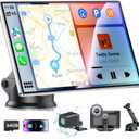 9" Portable CarPlay Screen for Car, CooCom UHD Car Stereo with Touch Screen with Apple CarPlay&Android Auto,4K Dash Cam,1080P Backup Camera,Mirror Link, Voice Control, Bluetooth 5.3,GPS,FM