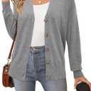 Arach&Cloz Womens Wool Blend Lightweight Spring Business Casual Cardigan Sweaters (Gray, S)