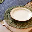 AHHFSMEI Paper Braided Round Placemats Set of 12 Natural Non-Slip Heat Resistant Table Mats for Dining Tables Woven Indoor & Outdoor Place mats(Green,12)