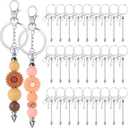 30 Pack Beadable Keychains Bars DIY Blank Beadable Keychains Metal Beaded Keychain Sliver Beads Keychain Making Kit for DIY Crafts Supplies Jewelry Making Gift