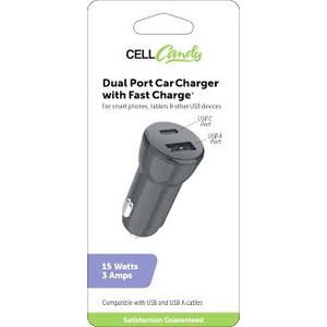 CellCandy - Dual Port Car Charger - USB-C & USB-A