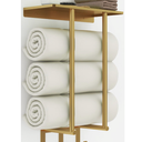 Towel Rack with Metal Shelf and 3 Hooks, Bethom Towel Racks for Bathroom Wall Mounted, Metal Gold Bath Towel Holder Storage Wall for Small Bathroom