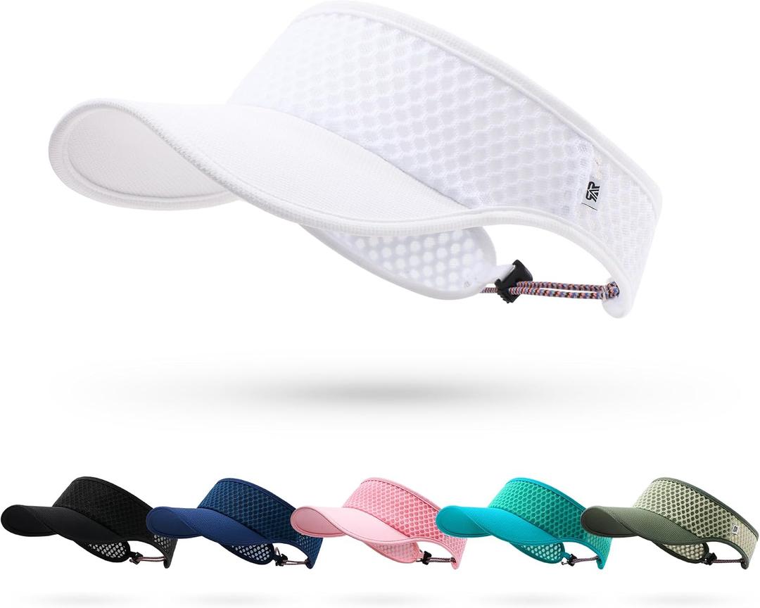 LONGLONG Sports Sun Visor Hat with Non-Slip Toggle Breathable for Women Men | Adjustable Quick Dry Moisture-Wicking Soft Lightweight Mesh Sun Protection Cap Golf Tennis Pickleball Running Garden Hiking (White)