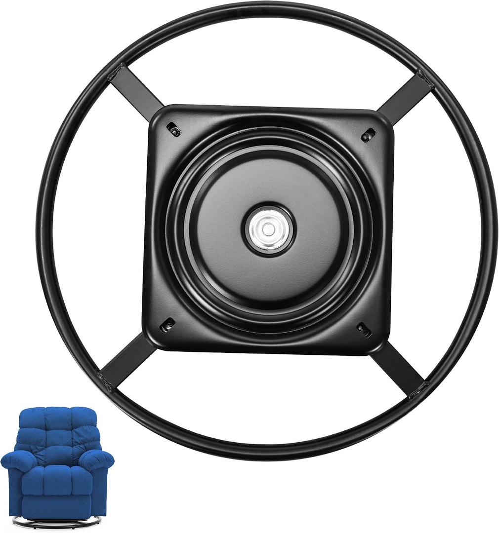 Frassie 20 Inch Recliner Chair Swivel Ring Base Replacement with 10 Inch Plate, Heavy Duty Rocking Single Sofa Bottom Ring Part