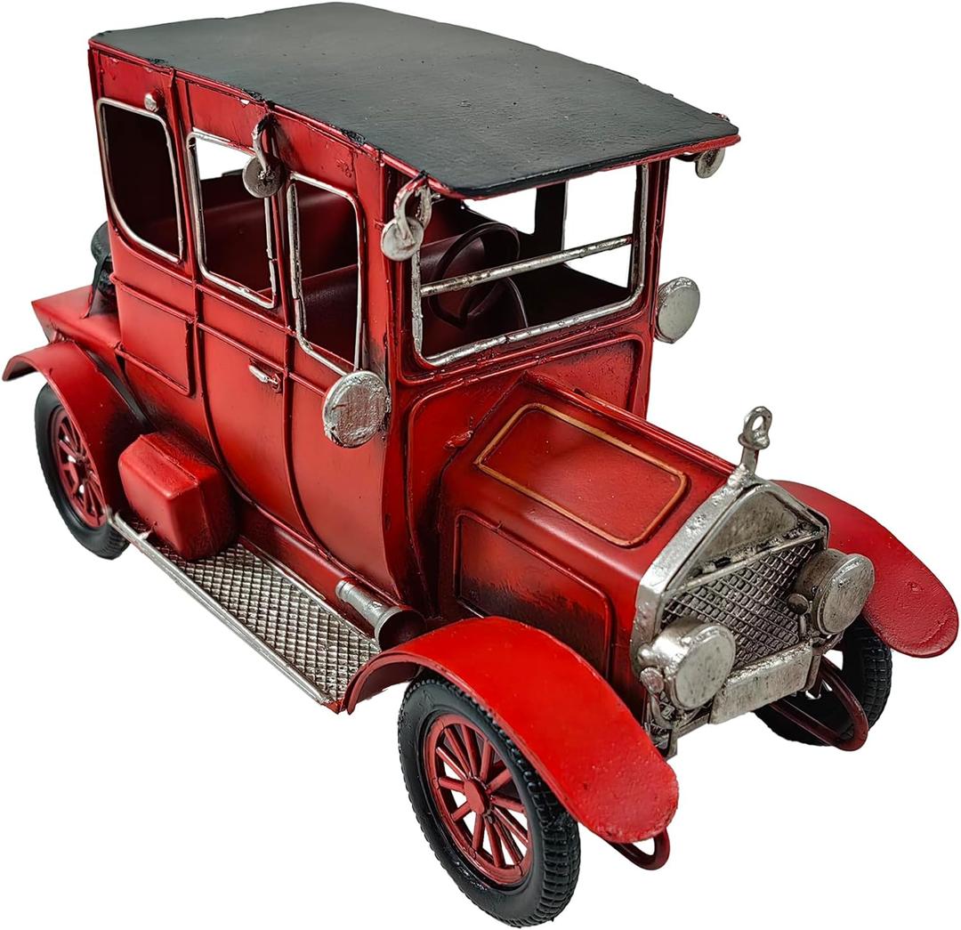 10'' Iron Classic Red Cars Model - Collectible Vehicle Decoration, Metal Christmas Decor, Unique Blend of Vintage and Rustic for Table Top (C)