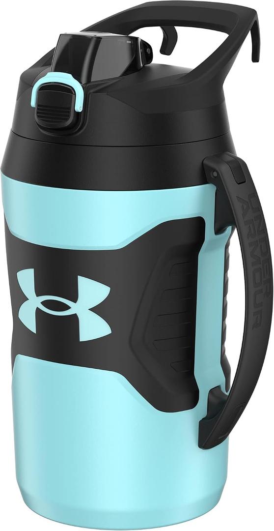 Under Armour Half Gallon Water Bottle Insulated, 64oz Insulated Water Bottle with Handle, Fence Hook, Leak Resistant, for Baseball, Football & More - Breeze Blue/Black