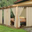 HolidayIdeas Outdoor Curtains for Patio Waterproof, 6 Panels - 54x84 Inches - Weatherproof Privacy Outsides Curtains for Cabana Porch Pergola, Sunlight & UV Blocking (Cream, Grommet Top)