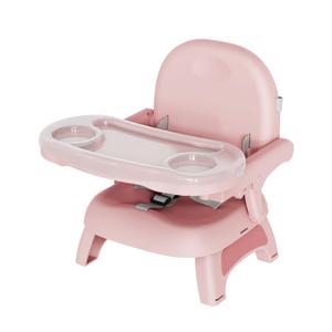 Booster Seat for Kitchen Chair, 3-in-1 Foldable Baby Booster Seat with Removable Dual Tray & 3-Point Harness, Portable Toddler Booster Chair for Dinning Table, Travel, Outdoor Camping, Pink