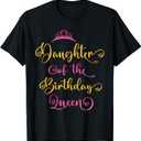 Daughter of The Birthday Queen Bday Party T-Shirt, 4XL (Black)