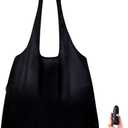 Nanobag Ultra-Lightweight Standard Size Tote Bag for Women & Men, Heavy Duty Reusable Grocery Bag, Foldable Travel Shopping Tote, Packable Cloth Bag with Handles, Washable Market Tote (Black)
