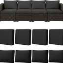8pcs Outdoor Patio Cushion Covers Replacement, 25.6" Zippered Outdoor Cushion Covers Waterproof, UV Resistant & Washable Patio Furniture Cushion Covers Waterproof for Patio Sectional, Black